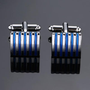 Copper quality enamel square stripes gold silver black flower cufflinks Top brand men's French shirt cufflinks - eu - cookie - bar - testing