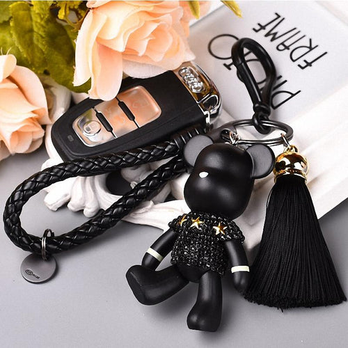 Handmade DIY Craft Rhinestone Bomgom Tassels Cartoon Popobe Gloomy Bear Keychain Cute Bag Charm Holder Cartoon Resin Key Chain - eu-cookie-bar-testing