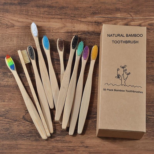 New design mixed color bamboo toothbrush Eco Friendly wooden Tooth Brush Soft bristle Tip Charcoal adults oral care toothbrush - eu-cookie-bar-testing