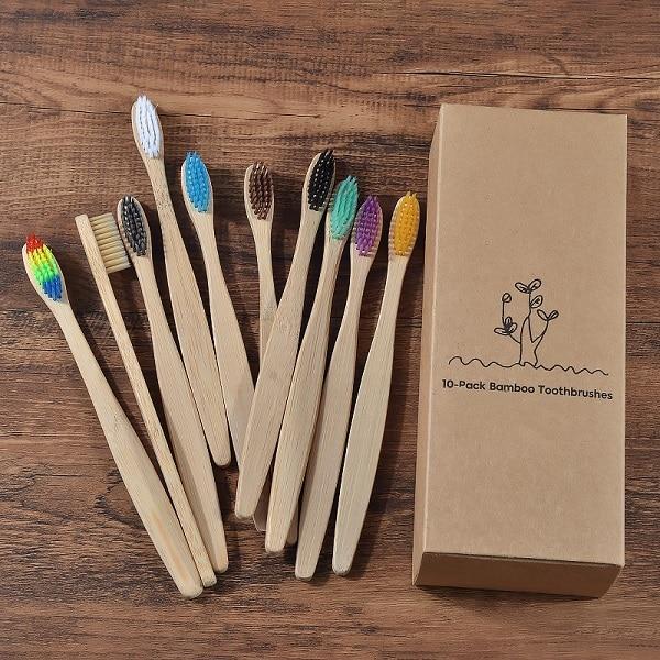 New design mixed color bamboo toothbrush Eco Friendly wooden Tooth Brush Soft bristle Tip Charcoal adults oral care toothbrush - eu-cookie-bar-testing