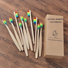 Load image into Gallery viewer, New design mixed color bamboo toothbrush Eco Friendly wooden Tooth Brush Soft bristle Tip Charcoal adults oral care toothbrush - eu-cookie-bar-testing