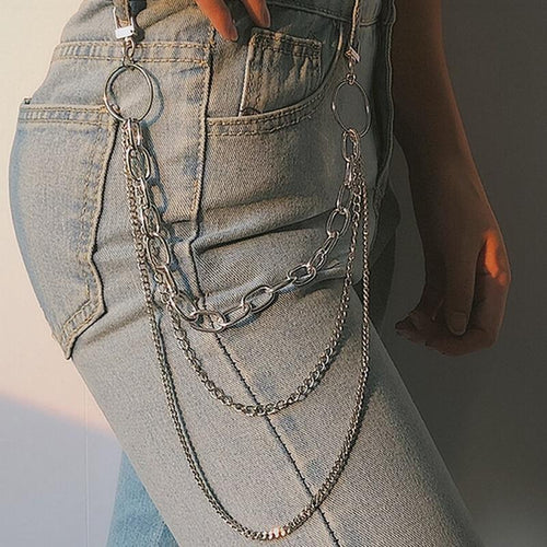 Punk Hip-hop Trendy Single/Three Layer Belt Key Chain Waist Pants Chain Jeans Long Metal Clothing Accessories Jewelry Fashion - eu-cookie-bar-testing