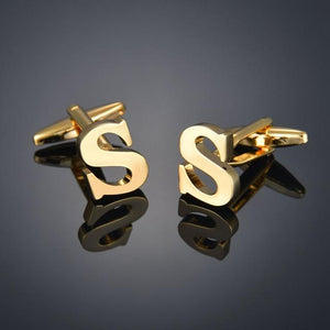 Quality Gold Color Cufflinks Letters/Alien/Square/Dragon/Maple leaves/Balance/Name Cuff Links for mens French bouton manchette - eu-cookie-bar-testing