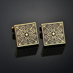 Quality Gold Color Cufflinks Letters/Alien/Square/Dragon/Maple leaves/Balance/Name Cuff Links for mens French bouton manchette - eu-cookie-bar-testing