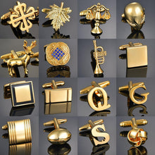 Load image into Gallery viewer, Quality Gold Color Cufflinks Letters/Alien/Square/Dragon/Maple leaves/Balance/Name Cuff Links for mens French bouton manchette - eu-cookie-bar-testing