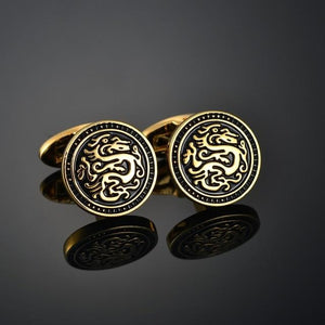 Quality Gold Color Cufflinks Letters/Alien/Square/Dragon/Maple leaves/Balance/Name Cuff Links for mens French bouton manchette - eu-cookie-bar-testing