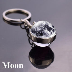 Solar System Planet Keyring Galaxy Nebula Space Keychain Moon Earth Sun Mars Art Picture Double Side Glass Ball Key Chain - eu-cookie-bar-testing