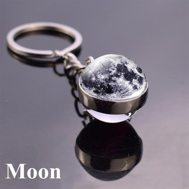 Solar System Planet Keyring Galaxy Nebula Space Keychain Moon Earth Sun Mars Art Picture Double Side Glass Ball Key Chain - eu-cookie-bar-testing