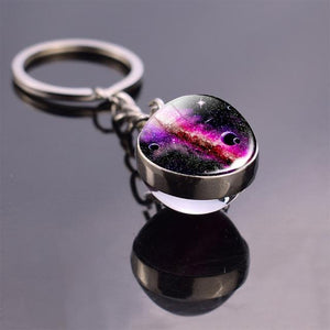 Solar System Planet Keyring Galaxy Nebula Space Keychain Moon Earth Sun Mars Art Picture Double Side Glass Ball Key Chain - eu-cookie-bar-testing