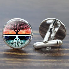 Load image into Gallery viewer, Tree of Life Cufflinks for Men Best Man Cufflinks Set Cufflinks Wedding Life Tree Suit Shirt Silver Cuff Links Men Accessories - eu-cookie-bar-testing