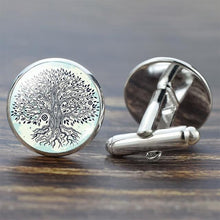 Load image into Gallery viewer, Tree of Life Cufflinks for Men Best Man Cufflinks Set Cufflinks Wedding Life Tree Suit Shirt Silver Cuff Links Men Accessories - eu-cookie-bar-testing