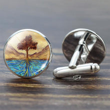 Load image into Gallery viewer, Tree of Life Cufflinks for Men Best Man Cufflinks Set Cufflinks Wedding Life Tree Suit Shirt Silver Cuff Links Men Accessories - eu-cookie-bar-testing
