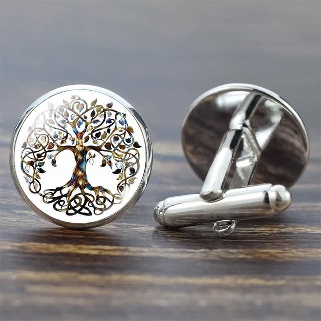 Tree of Life Cufflinks for Men Best Man Cufflinks Set Cufflinks Wedding Life Tree Suit Shirt Silver Cuff Links Men Accessories - eu-cookie-bar-testing