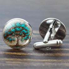 Load image into Gallery viewer, Tree of Life Cufflinks for Men Best Man Cufflinks Set Cufflinks Wedding Life Tree Suit Shirt Silver Cuff Links Men Accessories - eu-cookie-bar-testing